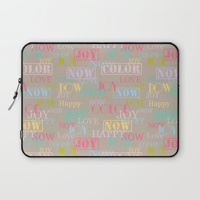 Enjoy The Colors - Colorful typography modern abstract pattern on taupe background Laptop Sleeve