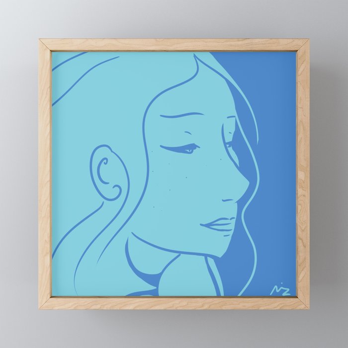 serene blue Framed Mini Art Print