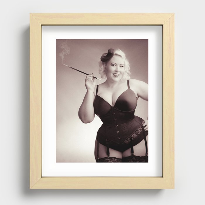 "Of Corset Darling" - The Playful Pinup - Vintage Corset Pinup Photo by Maxwell H. Johnson Recessed Framed Print
