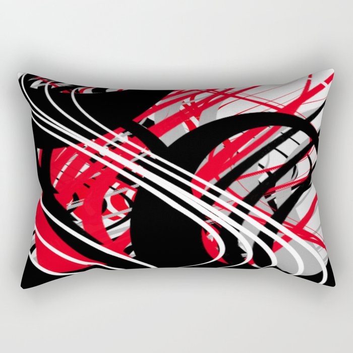 life silver white red black abstract geometric digital painting Rectangular Pillow