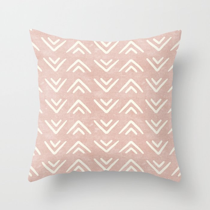 mud cloth triangles - pink Throw Pillow