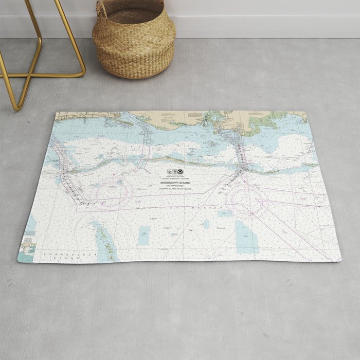 Mississippi Sound and Approaches Nautical Chart 11373 Rug