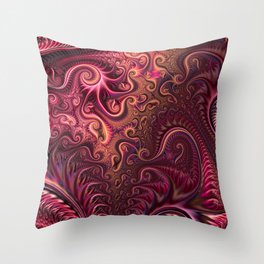 Abstract Colorful Burgundy & Carmine Spiral Pattern Throw Pillow