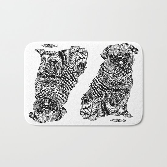 Pug Feather Bath Mat