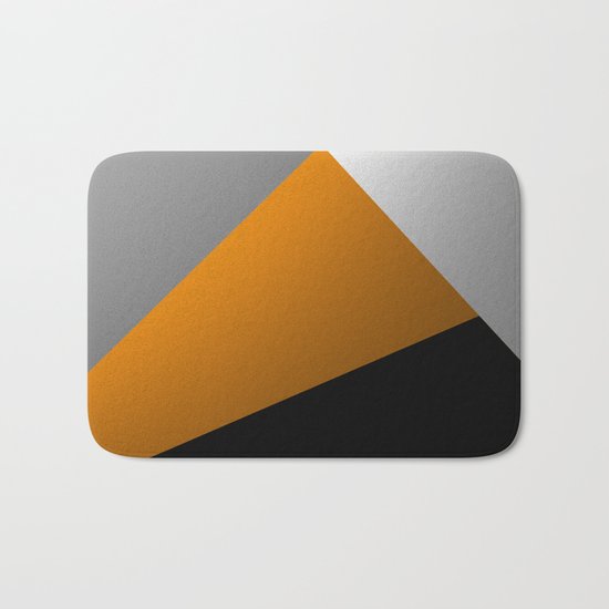 Metallic I - Abstract, geometric, metallic textured gold, silver and black metal effect artwork Bath Mat