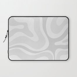 Modern Retro Liquid Swirl Abstract in Pale Grey Laptop Sleeve