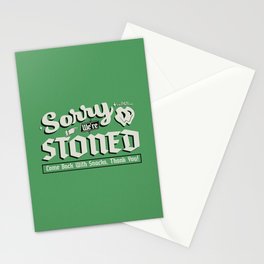 Sorry We're Stoned, Come Back With Snacks | Vintage Sign Weed Print Stationery Card