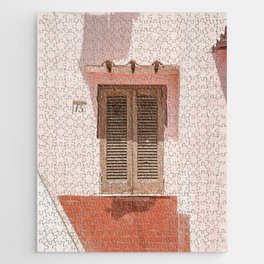Italian Pink House | Wooden Window Shutters on Procida Island, Italy Art Print | Pastel Color Travel Photography Jigsaw Puzzle
