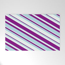 [ Thumbnail: Purple, Powder Blue, and Mint Cream Colored Lined/Striped Pattern Welcome Mat ]