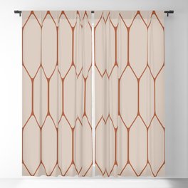 Long Honeycomb Minimalist Geometric Pattern in Putty and Rust Clay Terracotta Blackout Curtain