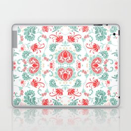 coral pink and mint green bold paisley flower bohemian  Laptop Skin