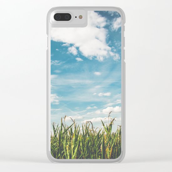 Green Field Blue Sky Clear iPhone Case
