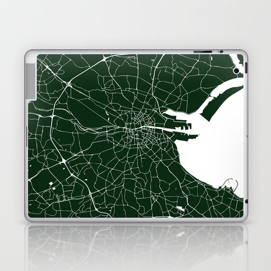 Dublin Ireland Green on White Street Map Laptop & iPad Skin