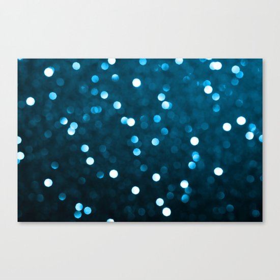 Cyan Blue Sparkly Bokeh Canvas Print