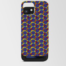 Pop-Art Blue and Orange Flowers on Yellow Background iPhone Card Case