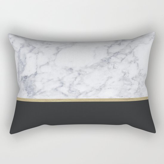 MARBLE GOLD BLACK Rectangular Pillow