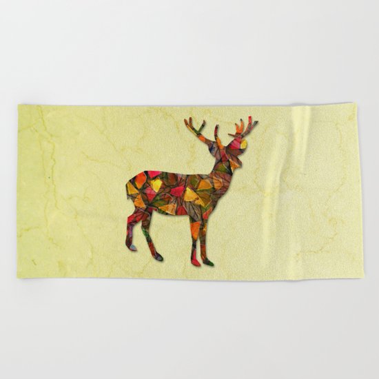 Animal Mosaic - The Deer Beach Towel