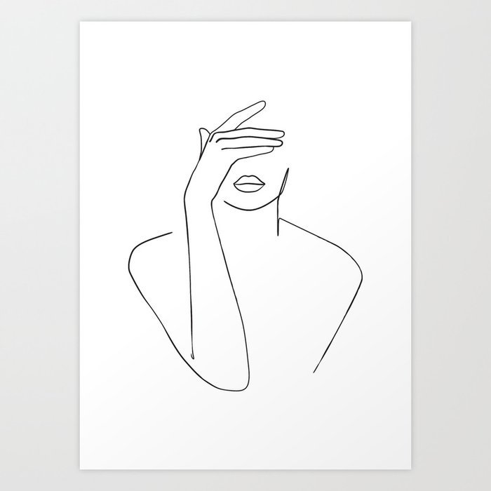 Minimal woman line art Art Print