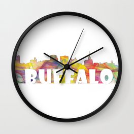 Buffalo New York Skyline MCLR 2 Wall Clock | Digital, Pop Art, Landscape, Architecture 