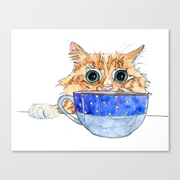 Me Want Coffee Cat Canvas Print
