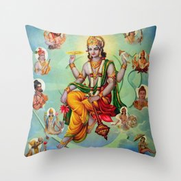 Vishnu Surrounded by his Avatars Throw Pillow
