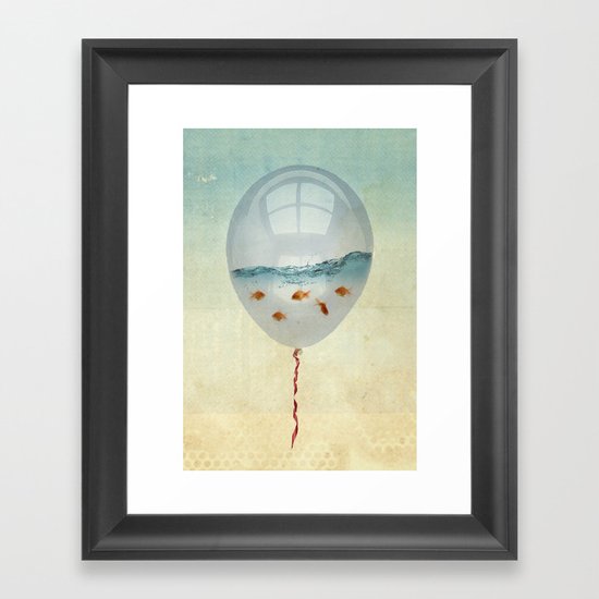 balloon fish o2, freedom in a bubble Framed Art Print