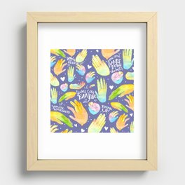 Hands Down, You're Awesome! - Motivational Watercolor Illustration Recessed Framed Print