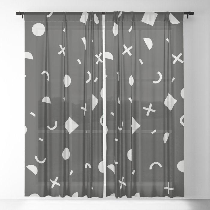 Black & White Memphis Pattern Sheer Curtain