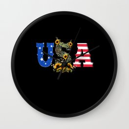 USA sunflower banner US flag 4th of July Wall Clock