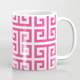 Large Pink and White Greek Key Pattern Mug