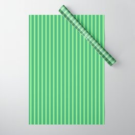 [ Thumbnail: Sea Green and Light Green Colored Stripes/Lines Pattern Wrapping Paper ]