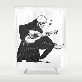 minstrel playing guitargrim reaper musician cartoongothic skullmedieval skeletondeath - Musical Shower Curtains minstrel playing guitargrim reaper musician cartoongothic skullmedieval skeletondeath - Musical Shower Curtains