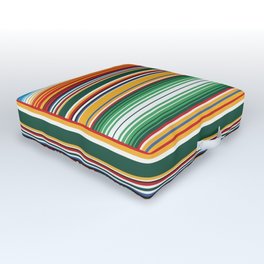 Colorful fine line Serape Saltillo Mexican sarape blanket vibrant zerape jorongo pattern zarape Outdoor Floor Cushion