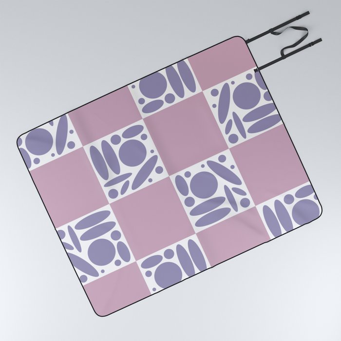 Geometric modern shapes checkerboard 9 Picnic Blanket