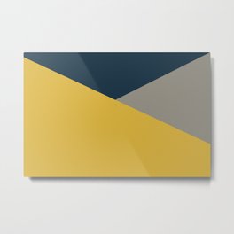 Envelope - Minimalist Geometric Color Block in Light Mustard Yellow, Navy Blue, and Gray Metal Print | Solid, Pattern, Minimalism, Kierkegaarddesign, Blueandyellow, Geometric, Mustard, Minimalist, Painting, Triangles 
