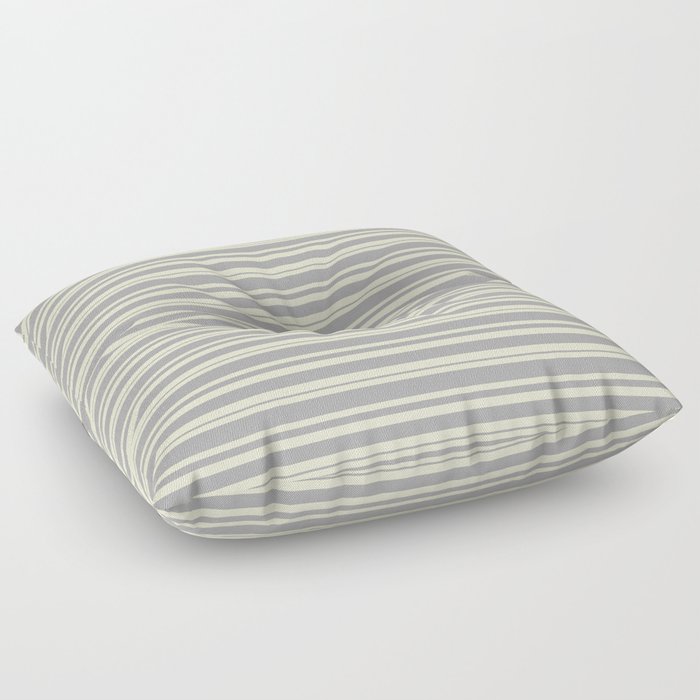 Light Yellow & Dark Grey Colored Pattern of Stripes Floor Pillow