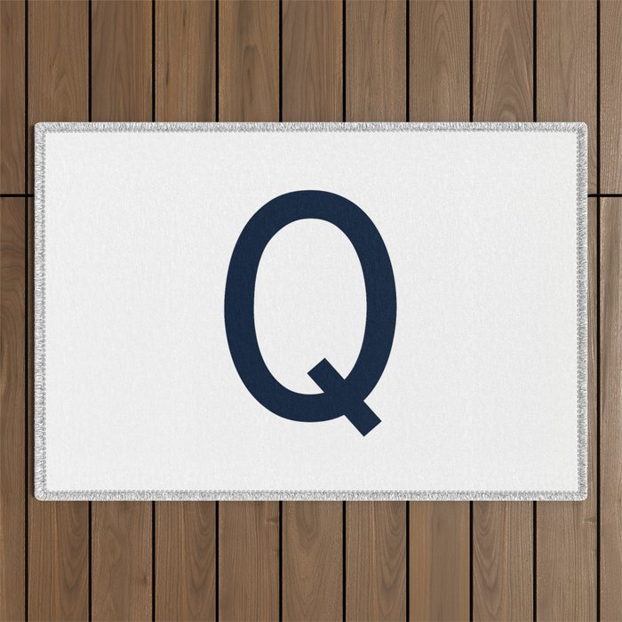 LETTER Q (NAVY BLUE-WHITE) Outdoor Rug