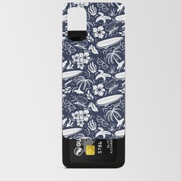 Navy Blue and White Surfing Summer Beach Objects Seamless Pattern Android Card Case