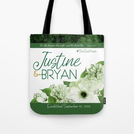 Justine and Bryan Wedding Tote Bag