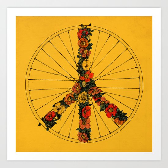 Peace & Bike (Colors) Art Print