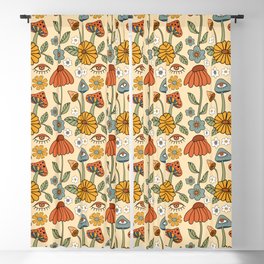 70s Psychedelic Mushrooms & Florals Blackout Curtain