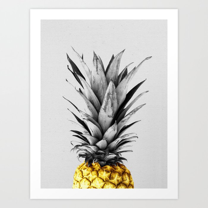 Gray and golden pineapple Art Print