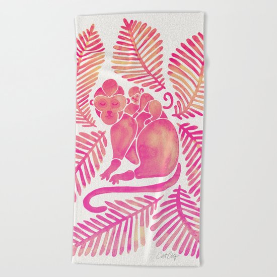Monkey Cuddles – Pink Palette Beach Towel