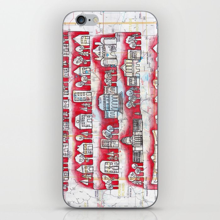Madison, WI Neighborhoods Continuous Line Drawing on vintage map UW Badgers iPhone Skin