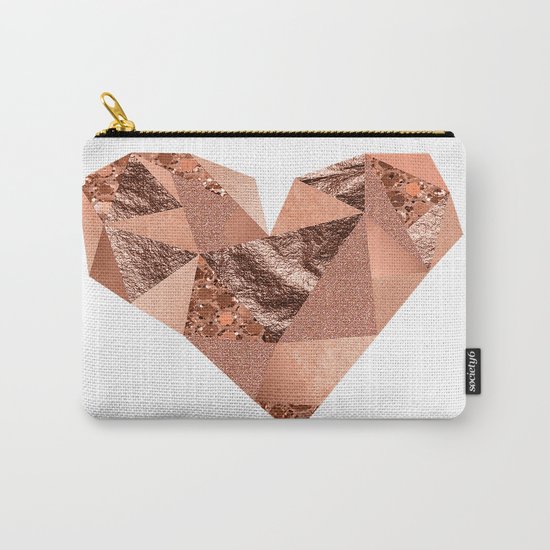 Rose gold geometric heart - glitter & foil Carry-All Pouch