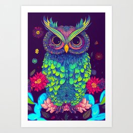 Colorful Owl Art Print