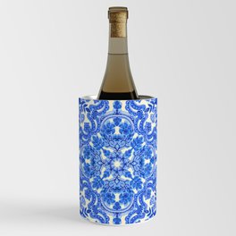 Cobalt Blue & China White Folk Art Pattern Wine Chiller