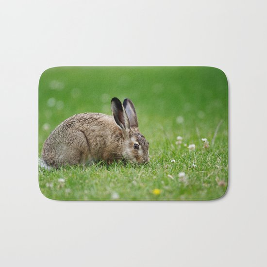 Lepus europaeus young hare Bath Mat