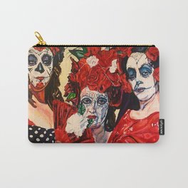 Tres Hermanas ( Three Sisters) Carry-All Pouch | Ludescher, Paintedwomen, Diadelosmuertos, Red, Paintedfaces, Skull, Painting, Popular, Dayofthedead, Impressionism 
