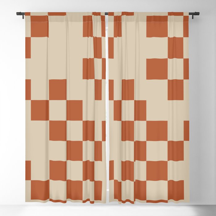 Checked in Burnt Orange Blackout Curtain